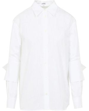 Loewe Asymmetrische Gedrapeerde Crêpe Blouse - Wit