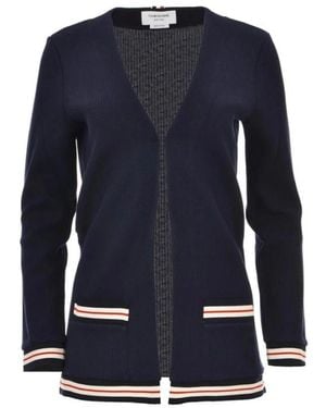 Thom Browne Baumwoll-Strickjacke Mit Rippbündchen - Blau
