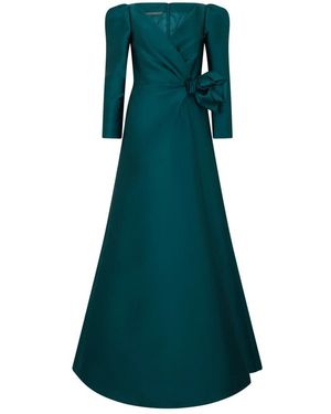 Alberta Ferretti Kleedjes ,Blauw ,Polyester A-Lijn V-Hals Jurk - Groen