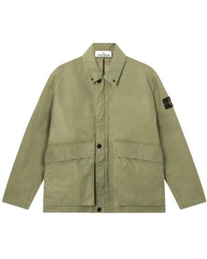 Stone Island Jassen ,Groen ,Katoen Pigmented Wax Coach Jacket
