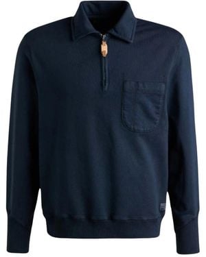 Manifattura Ceccarelli F201 Zip Polo Sweatshirt - Blau