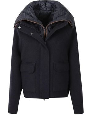 Brunello Cucinelli Wool And Cashmere Hooded Jacket - Zwart