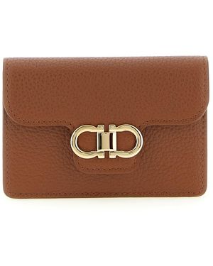 Ferragamo Hammered Calf Leather Keyring - Bruin