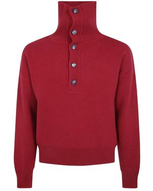 Ami Paris Truien & Vesten ,Rood ,Wol Trui Met Hoge Knoopkraag