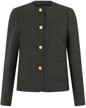 Brooks Brothers Pied De Poule Wolljacke Mit Goldenen Knöpfen - Schwarz