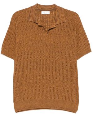 Roberto Collina Truien & Vesten ,Bruin ,Katoen Ribbed Mouliné Polo