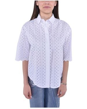 MVP WARDROBE Spitzen-Oversize-Shirt Mit Halbärmeln - Lila