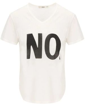 Fendi Tops ,Wit ,Katoen Jersey T-Shirt Met Noi Print