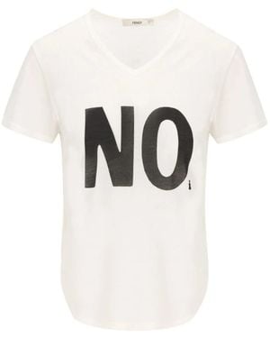 Fendi Tops ,Wit ,Katoen Jersey T-Shirt Met Noi Print
