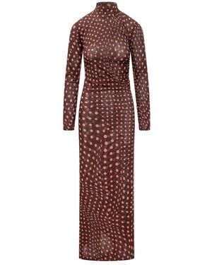 Stella McCartney Kleedjes ,Bruin ,Polka Dot Lange Jurk - Rood