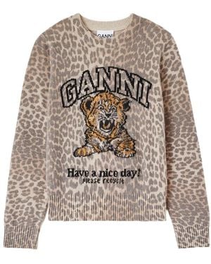 Ganni Round-Neck Knitwear - Marrón
