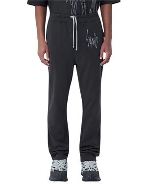 Moncler Broeken ,Grijs ,Katoen Broek Met Elastische Tailleband En Trekkoord - Blauw