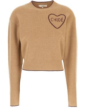 Chloé Round-Neck Knitwear - Natural