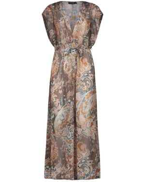Miss Bikini Langes Kleid Mit V-Ausschnitt Und Schlitz - Braun