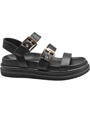 Janet & Janet Flache Sandalen - Schwarz