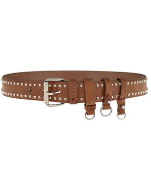 Miu Miu Accessoires ,Bruin ,Leer Aviator Nappa Riem Met Sleutelhanger Bedel