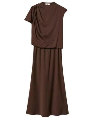 Twinset Jurk Met Satijnen Effect - Bruin