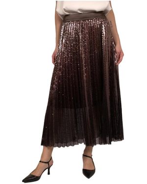 Peserico Plissé Midi Rok - Bruin