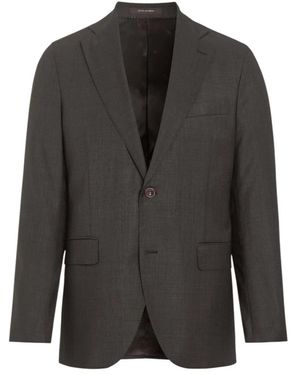Oscar Jacobson Kostuums ,Bruin ,Wol Fogerty Regular Fit Blazer Microstructuur - Zwart