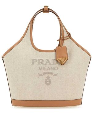 Prada Raffia Tote Bag - Grau