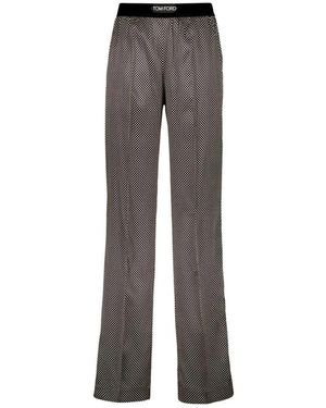 Tom Ford Seiden-Satin-Pyjamahose Mit Tupfenmuster - Grau