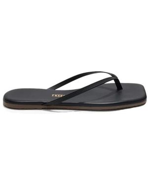 TKEES Schoenen ,Zwart ,Leer Square Toe Lily - Blauw