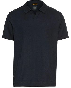 Camel Active Baumwoll Leinen Polo Shirt - Blau