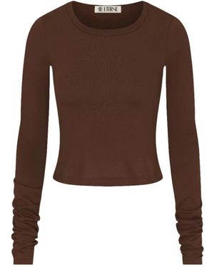 ÉTERNE Fitted T-Shirt Met Ronde Hals En Korte Mouwen - Bruin