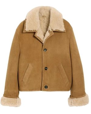 Ami Paris Shearling Wildleder Knopfweste - Natur