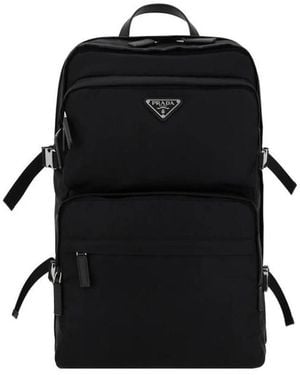 Prada Rucksack Aus Re-Nylon Und Saffiano-Leder - Schwarz