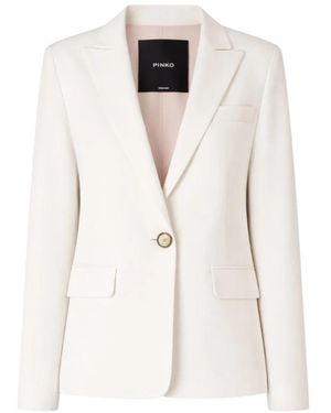 Pinko Jassen ,Wit ,Linnen Enkelrijige Linnenmix Blazer