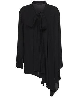Balenciaga Overhemden ,Zwart ,Leer Scarf Blouse
