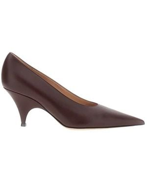 Gianvito Rossi Schoenen ,Rood ,Leer Puntige Kittenhak Pomp - Bruin
