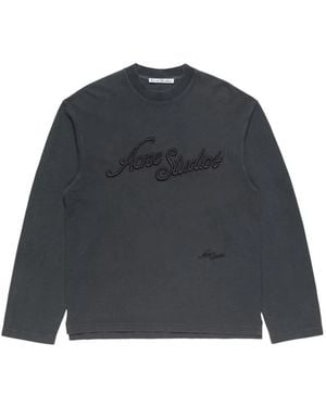 Acne Studios Langarm-T-Shirt Mit Besticktem Logo - Grau