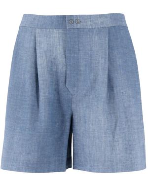 Ermanno Scervino Korte Broeken ,Blauw ,Leer Tailored Shorts