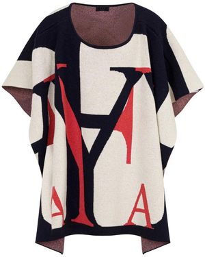 Fay Jassen ,Veelkleurig ,Wol Poncho - Blauw