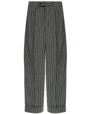 Versace Pinstripe Wool Oversized Pants - Grijs