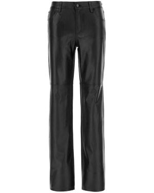 Michael Kors Straight-Leg Leren Broek - Zwart