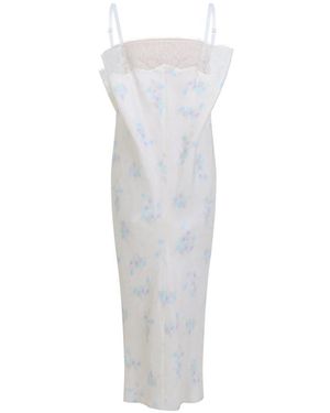 Carven Kleedjes ,Veelkleurig ,Katoen Lingerie Midi Jurk - Wit
