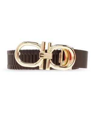 Ferragamo Accessoires ,Bruin ,Leer Verstelbare Gancini Riem - Metallic