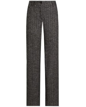Dolce & Gabbana Grijze Wijde Pijpen Wollen Broek - Grijs