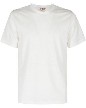 Mc2 Saint Barth Weiße Leinen-T-Shirt Mit Gesticktem Logo