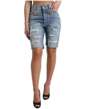 パンツ DOLCE  GABBANA Women Shorts  Burmudas FTCYSTFUFMT N0000 Bl DOLCE & GABBANA Shorts Blue Denim Mid Waist Crystal Capri
