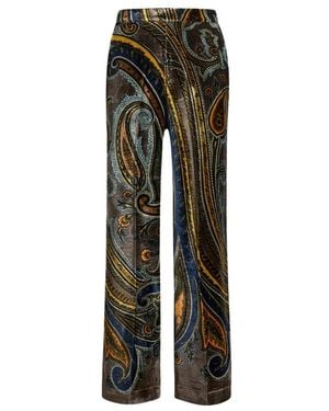 Etro Gerade Geschnittene Samthose Mit Paisleymotiv - Grün