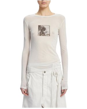 Ann Demeulemeester Biker Kiss Print Longsleeve T-Shirt - Wit