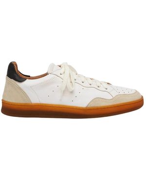 Elia Maurizi Weiße Handgefertigte Ledersneaker Mit Gummisohle