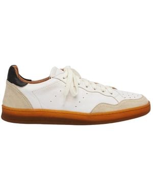 Elia Maurizi Witte Handgemaakte Leren Sneaker Met Rubberen Zool