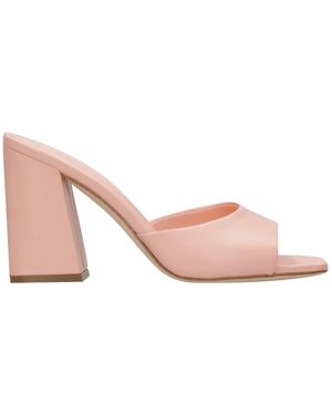 3Juin Schoenen ,Roze ,Leer Roze Leren Sandalen Met Brede Hak