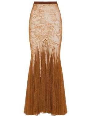 David Koma Floral Lace Maxi Skirt - Braun