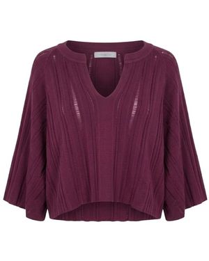 Malo Cropped Trui Met Verticale Ribbel - Paars